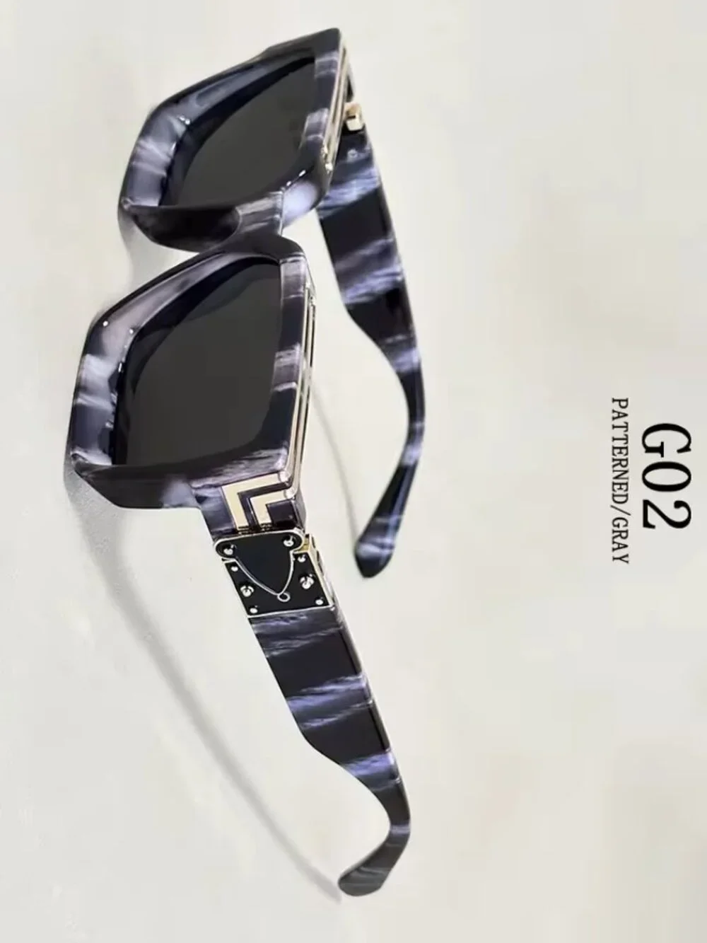 Metallic Enamel Gold Luxury Brand Designer Square Sunglasses Men